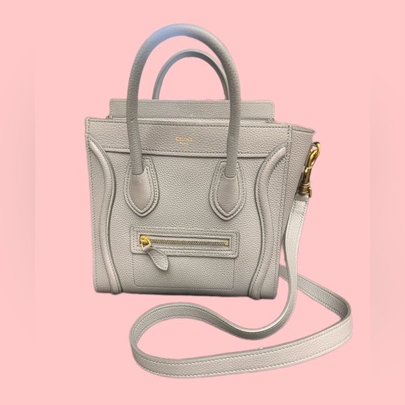 Celine Handbags - Celine Nano Luggage Tote Pebbled Grey